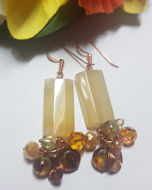 Copper agate earrings